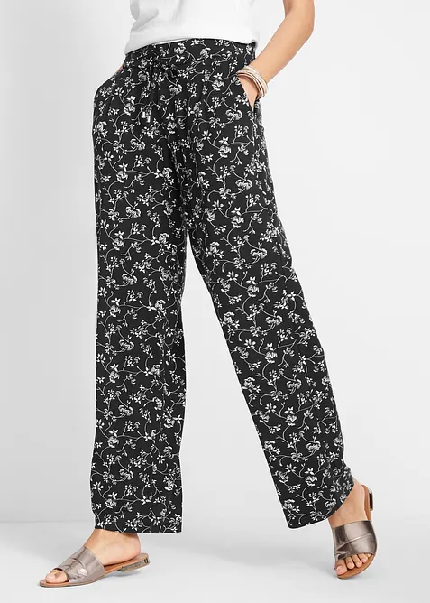 Palazzo-Hose aus Viskose-Mix in schwarz von vorne - bonprix