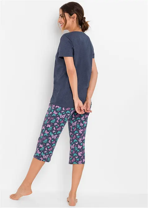 Capri Pyjama in blau von hinten (Totalaufnahme) - bonprix