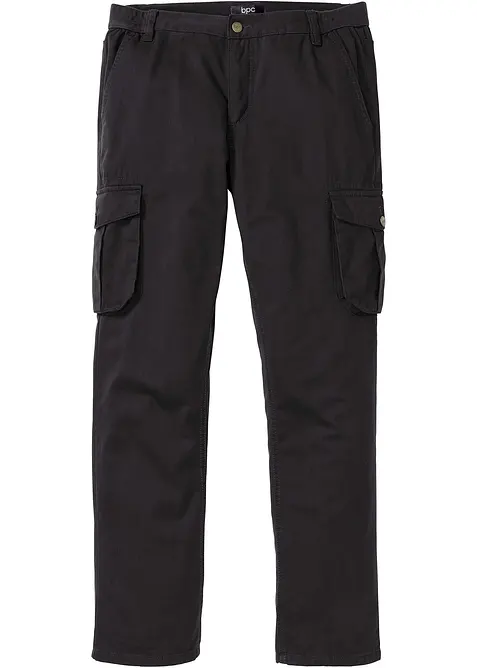 Regular Fit Cargohose mit Dehnbund, Straight in schwarz von vorne - bonprix
