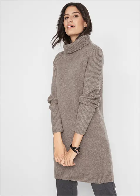 Longpullover mit Rollkragen in braun von vorne (im Anschnitt) - bonprix