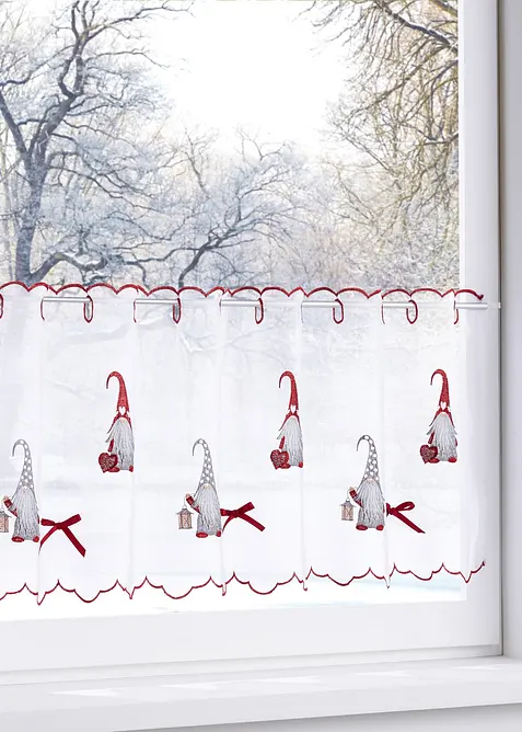 Scheibengardine mit weihnachtlicher Stickerei in weiß - bonprix
