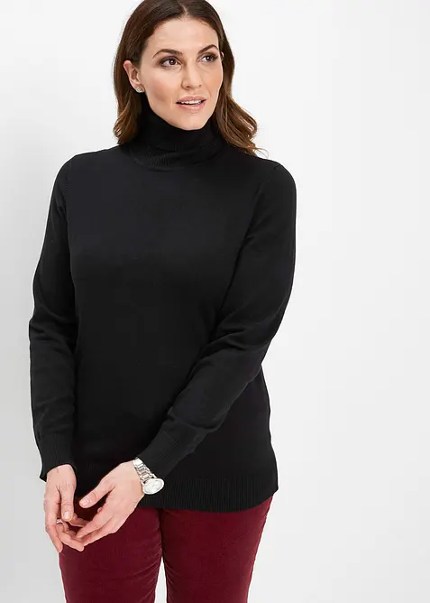 Rollkragenpullover in schwarz von vorne (im Anschnitt) - bonprix