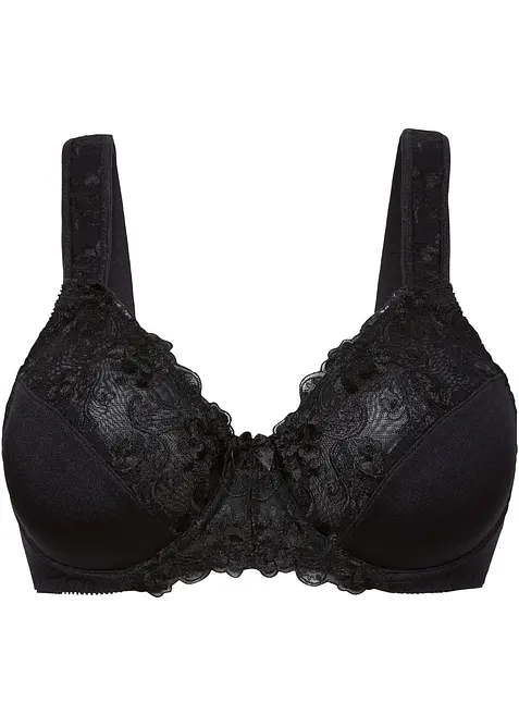 Minimizer-BH mit gepolsterten Trägern in schwarz von vorne - bonprix