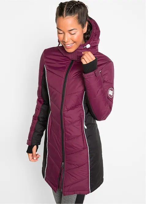 wasserabweisender Ski Funktions-Steppmantel in lila von vorne (Totalaufnahme) - bonprix