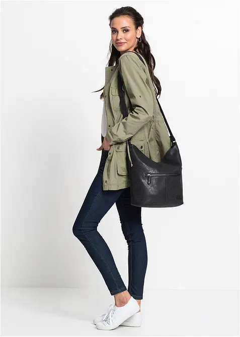 Handtasche mit austauschbarem Trageriemen in schwarz im Look von vorne (Totalaufnahme) - bonprix