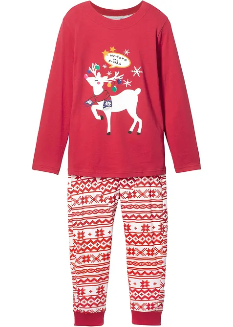 Pyjama aus weicher Baumwolle (2-tlg. Set) in weiß von vorne - bonprix