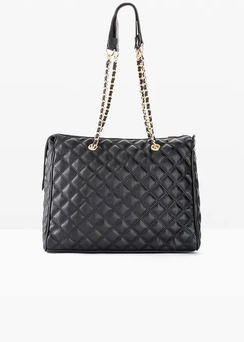 Handtasche mit dekorativer Steppung in schwarz - bonprix