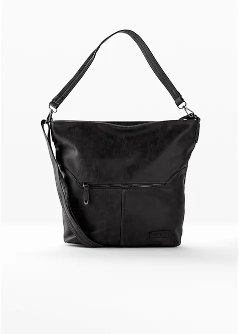 Handtasche mit austauschbarem Trageriemen in schwarz von vorne - bonprix