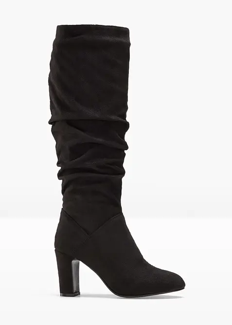 Stiefel mit Raffung in schwarz von vorne - bonprix