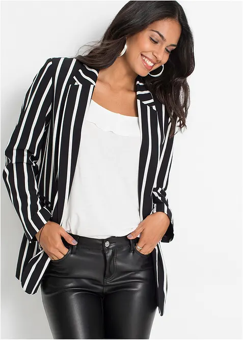 Blazer in schwarz von vorne (im Anschnitt) - bonprix