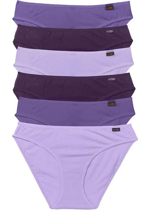 Slip mit weicher Baumwolle (6er Pack) in lila von vorne - bonprix