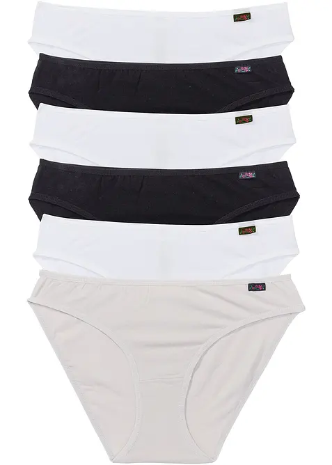 Slip mit weicher Baumwolle (6er Pack) in schwarz von vorne - bonprix