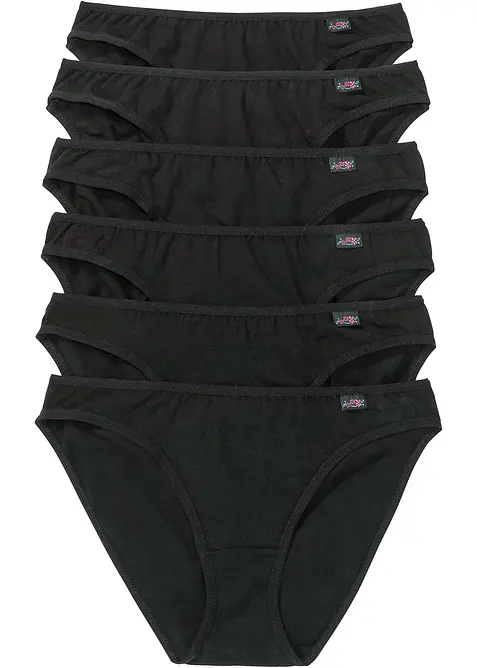 Slip mit weicher Baumwolle (6er Pack) in schwarz von vorne - bonprix