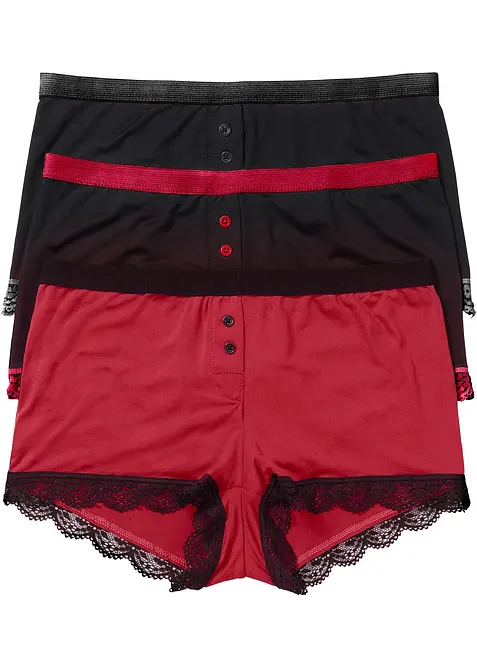 Microfaser Damen Boxer (3er Pack) in schwarz - bonprix