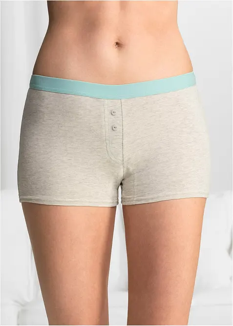 Damen Boxer mit weicher Baumwolle (4er Pack) in weiß von vorne - bonprix