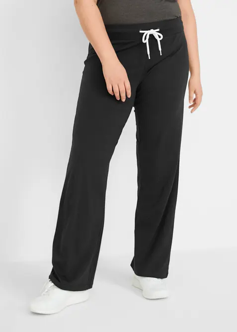 Jersey-Hose aus Baumwolle mit Stretch in schwarz von vorne - bonprix
