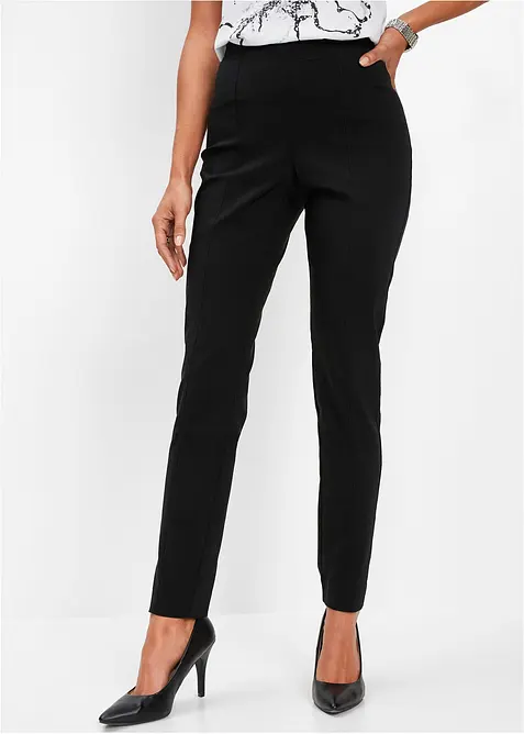 Stretch-Hose aus elastischem Bengalin in schwarz von vorne - bonprix