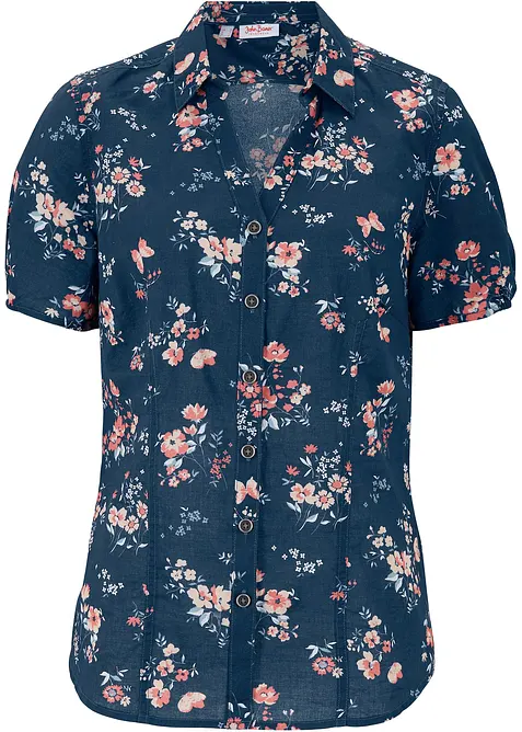 Bluse aus reiner Bio-Baumwolle in blau von vorne - bonprix