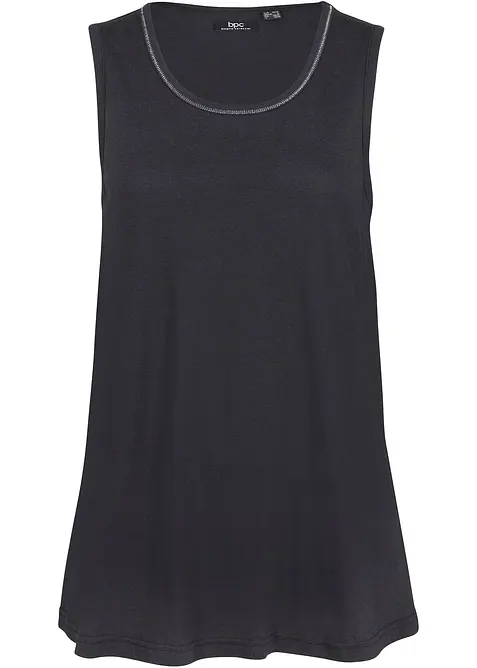 Long-Top aus softem Viskose-Mix in schwarz von vorne - bonprix