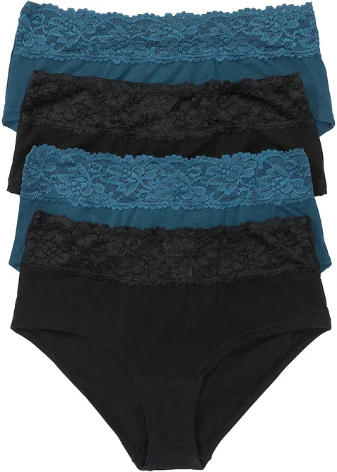 Maxipanty mit weicher Baumwolle (4er Pack) in schwarz von vorne - bonprix