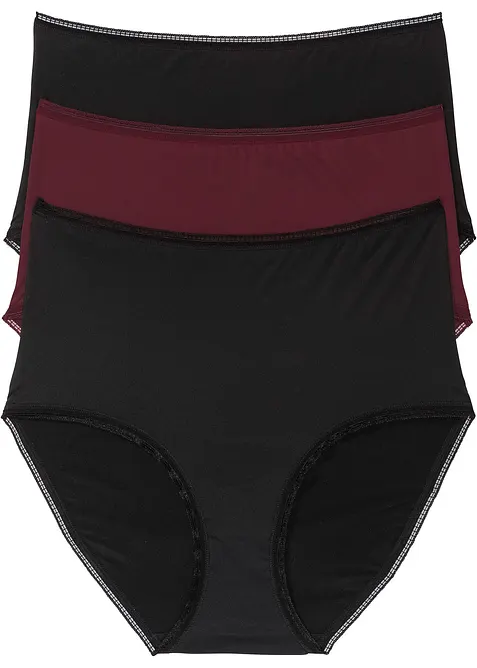 Microfaser Highwaist Slip (3er Pack) in schwarz von vorne - bonprix