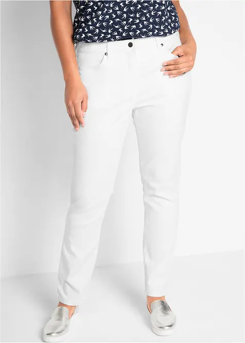 Twill-Hose mit Bequembund aus Baumwoll-Mix in weiß von vorne - bonprix