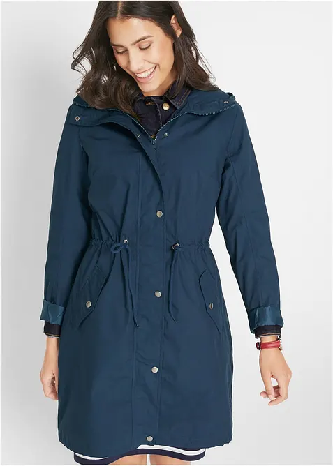Parka mit Kapuze in blau von vorne (im Anschnitt) - bonprix