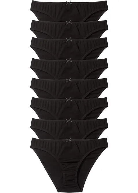Slip aus reiner Baumwolle (8er Pack) in schwarz von vorne - bonprix