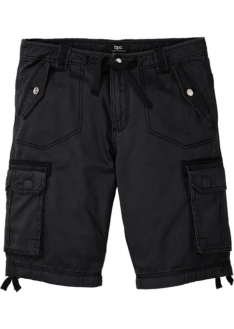 Cargo-Bermuda aus Baumwolle in Regular Fit in schwarz von vorne - bonprix