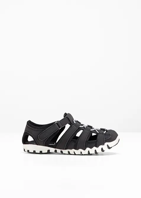 Komfort-Trekkingsandalen mit Profilsohle in schwarz von vorne - bonprix