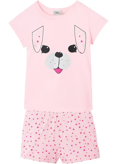 Shorty aus reiner Baumwolle (2-tlg. Set) in rosa von vorne - bonprix