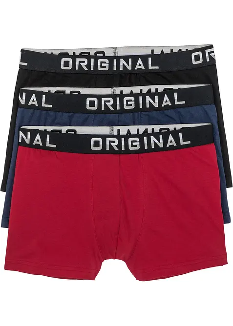 Boxershorts eng mit Baumwolle (3er Pack) in blau von vorne - bonprix