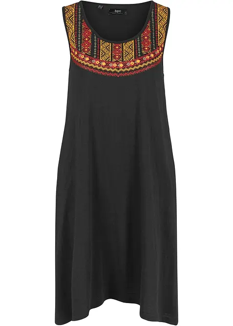 Hänger-Jerseykleid in schwarz von vorne - bonprix
