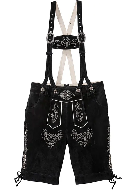 Regular Fit Trachtenhose aus Leder in schwarz von vorne - bonprix