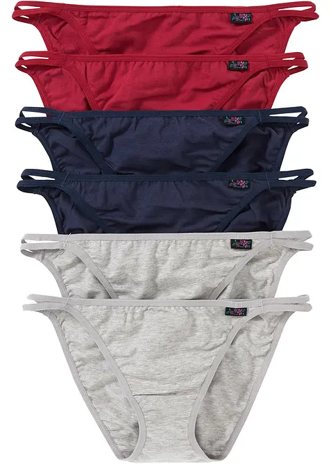Tanga Slip mit weicher Bio-Baumwolle (6er Pack) in grau von vorne - bonprix