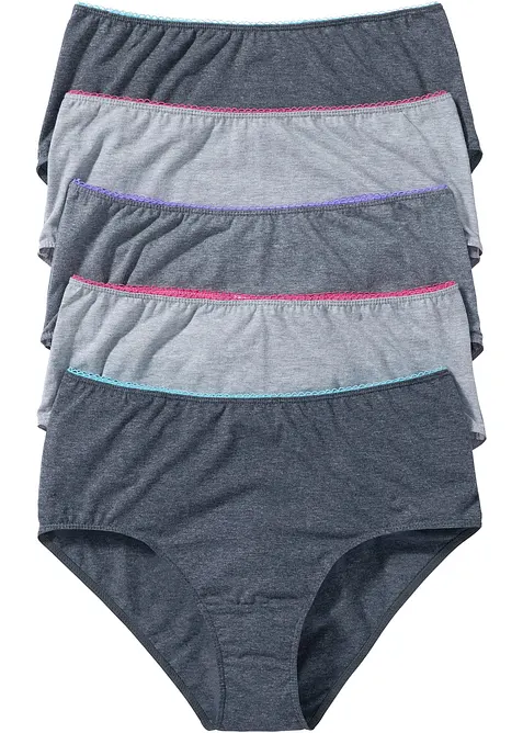 Maxislip mit weicher Baumwolle (5er Pack) in grau von vorne - bonprix