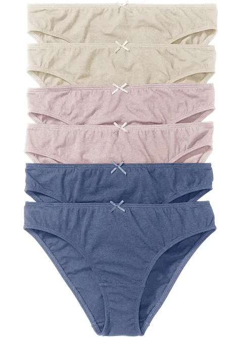Slip (6er Pack) in beige von vorne - bonprix