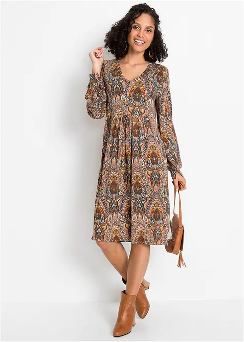 Jerseykleid mit Paisley in rot im Look von vorne (Totalaufnahme) - bonprix