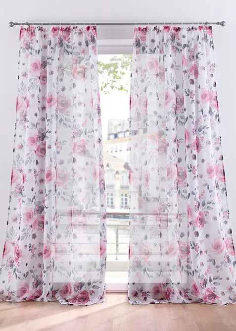 Transparente Gardine aus feinem Voile (1er Pack) in weiß - bonprix