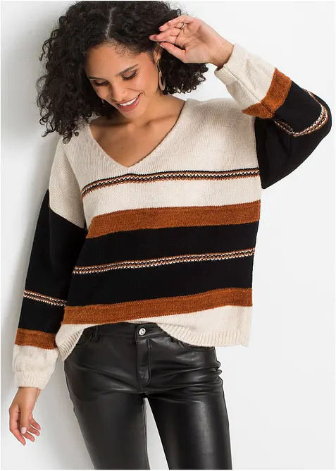Pullover in beige von vorne (im Anschnitt) - bonprix