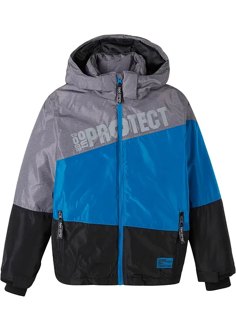 wasserdichte Winterjacke im Colourblocking mit Kapuze in schwarz von vorne - bonprix