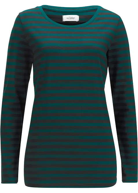 Langarmshirt mit reiner Bio-Baumwolle in schwarz von vorne - bonprix