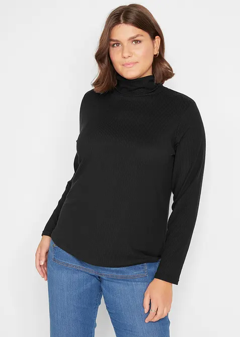Warmes Thermoshirt in schwarz von vorne (im Anschnitt) - bonprix