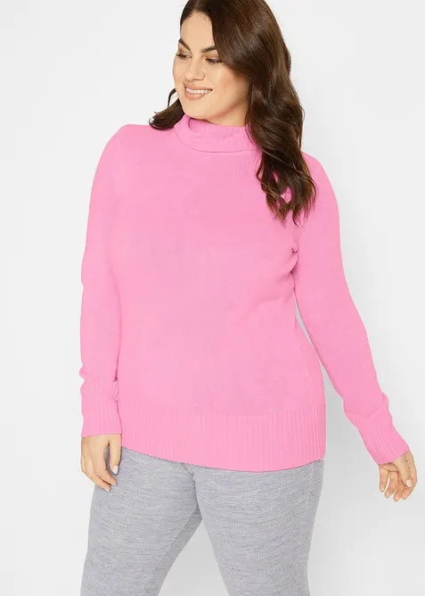 Basic Rollkragenpullover in rosa von vorne (im Anschnitt) - bonprix