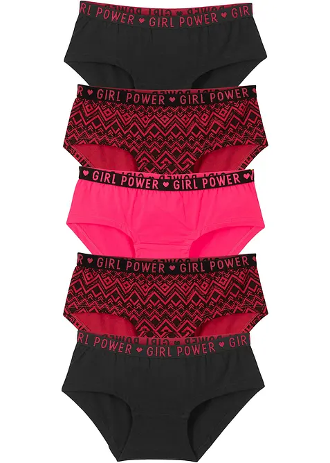 Hipster mit weicher Baumwolle (5er-Pack) in pink von vorne - bonprix