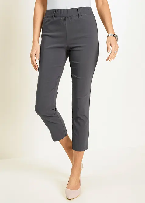7/8-Hose aus elastischem Bengalin in grau von vorne - bonprix