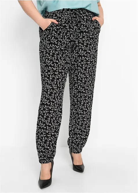 Schlupfhose aus reiner Viskose in schwarz von vorne - bonprix