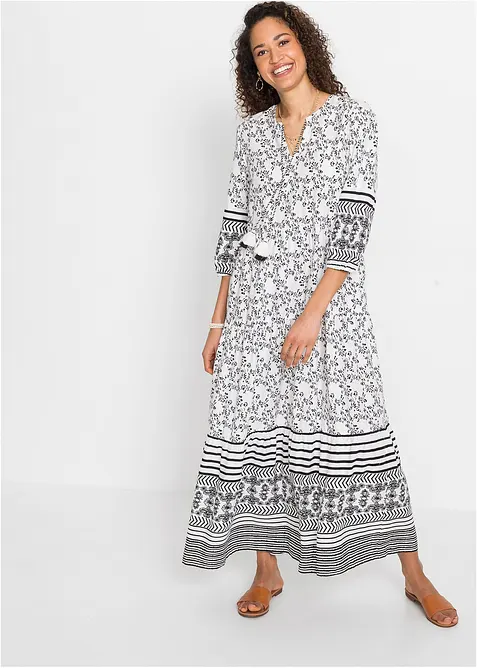 Maxikleid aus fließender Viskose in weiß von vorne (Totalaufnahme) - bonprix