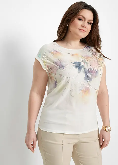 Shirtbluse in weiß von vorne (im Anschnitt) - bonprix