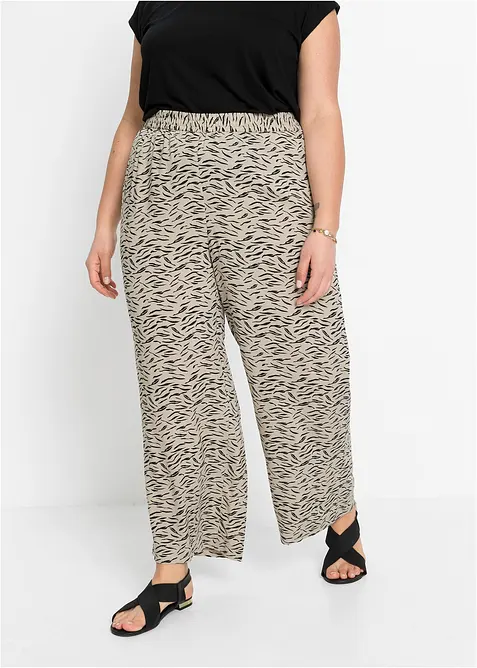 Bedruckte Palazzo-Hose in beige von vorne - bonprix